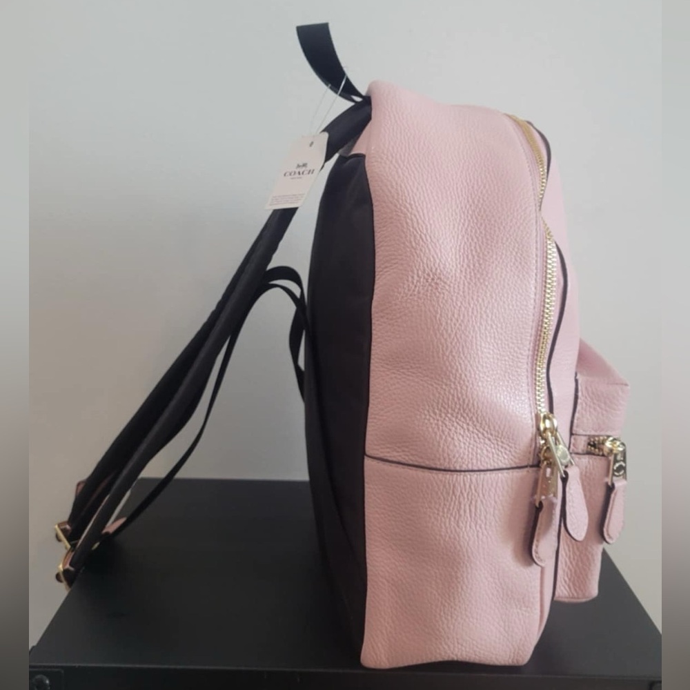 BNWT COACH Medium Charlie Pebble Leather Pink Backpack - Picture 4 of 8